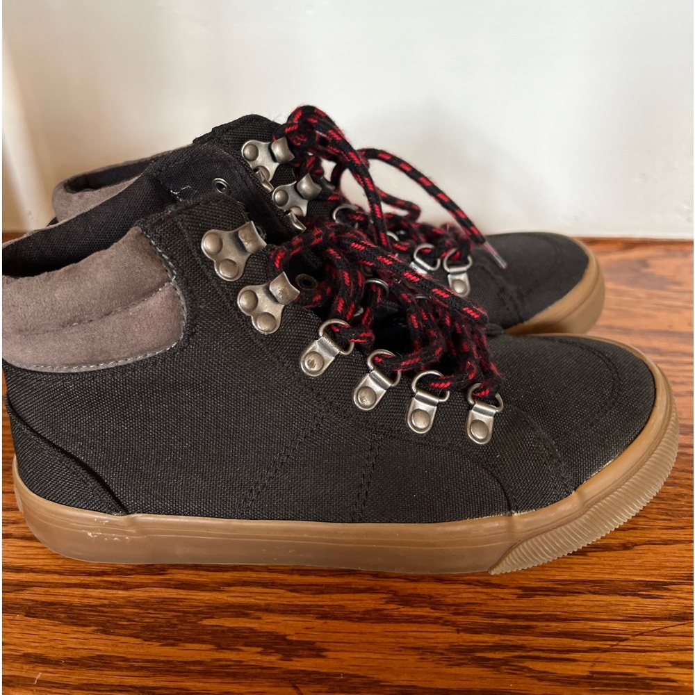 Boots with red and black laces